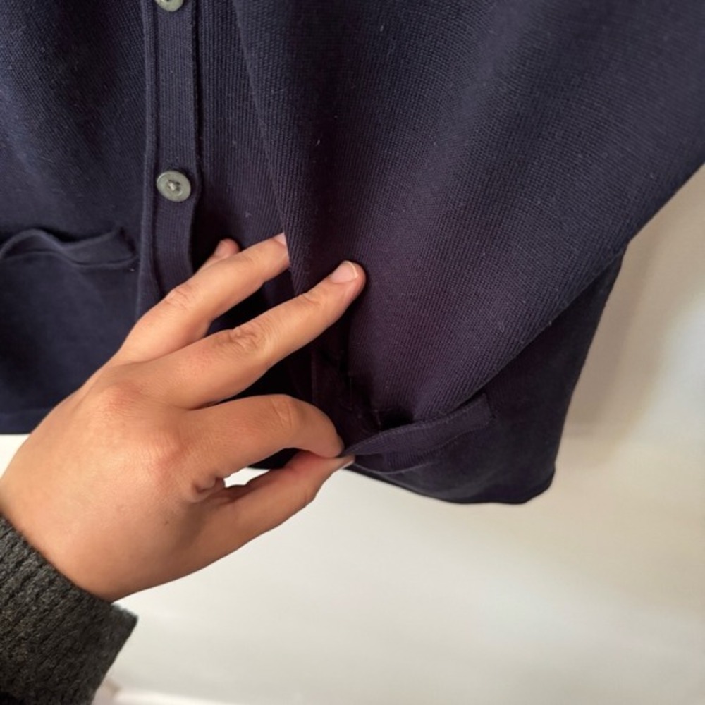 Lauren Ralph Lauren Navy Cardigan L Silk Y2K Preppy Luxury Clean Girl Academia - Picture 4 of 8